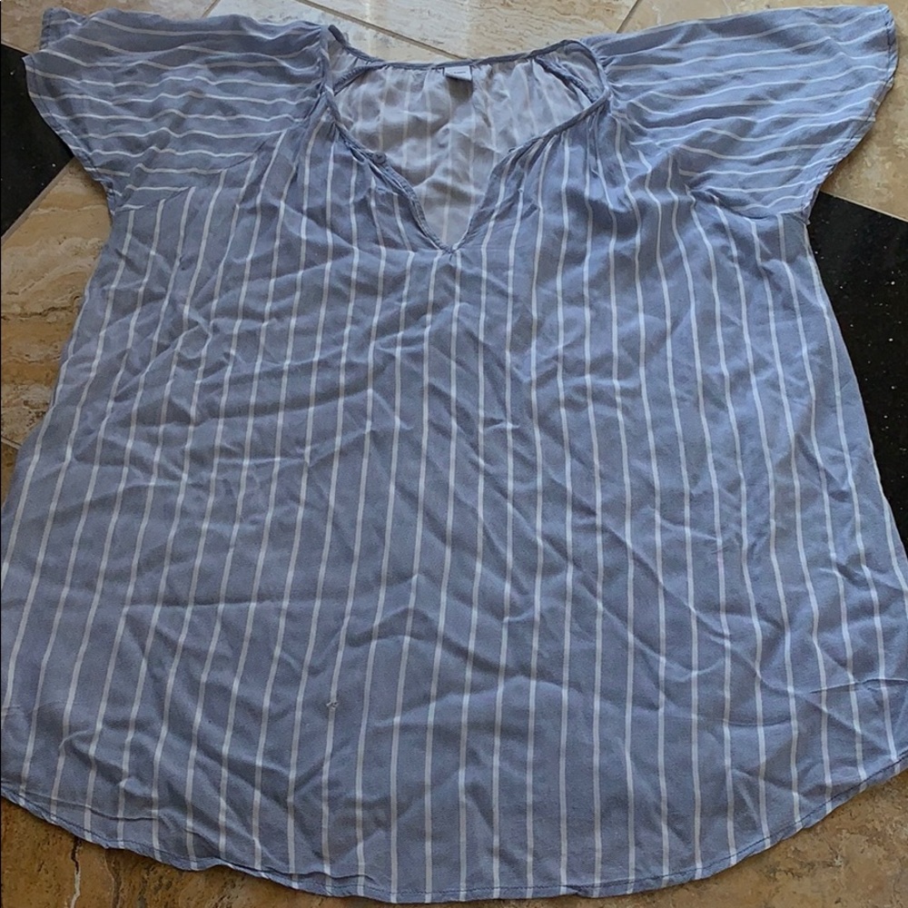 Old Navy Flutter Sleeve/Vertical Stripe/100viscose - image 1